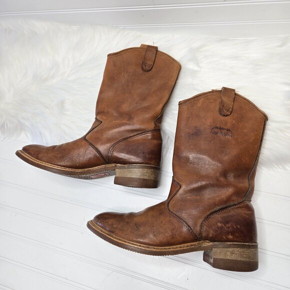 Carolina Wellington Work Boots Men's Sz 9 Vintage Western Pull On Cowboy Leather - Picture 2 of 12